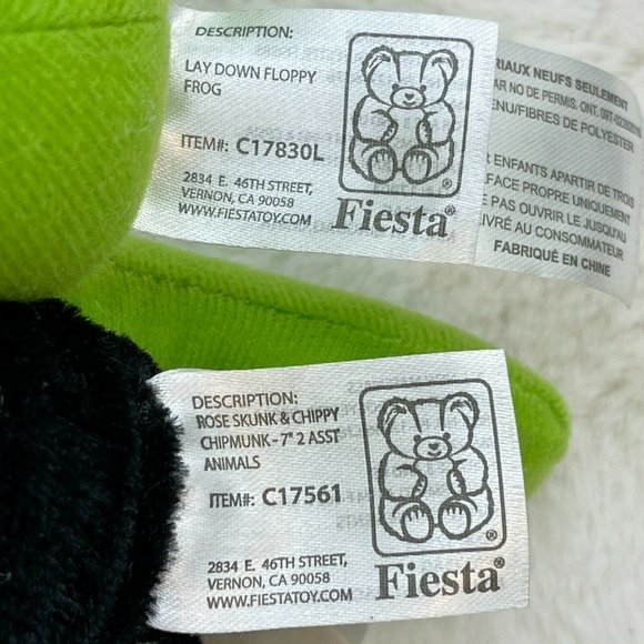 2 Fiesta 7" Plush Stuffed Toys Rose Skunk and Lay Down Floppy Frog - Picture 11 of 12